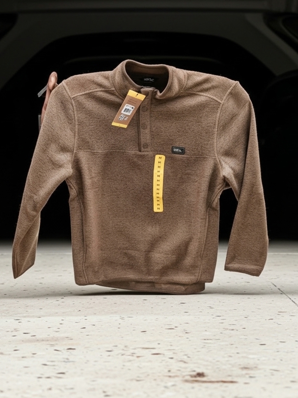 Eddie Bauer Tan Crewneck Quarter-Snap Fleece Pullover